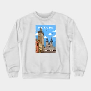 Prague, Czech.Retro travel poster Crewneck Sweatshirt